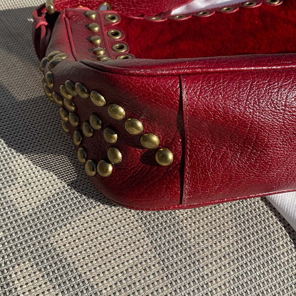 Isabella Fiore Red Studded Marisa Shoulder Bag - Picture 7 of 12